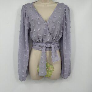 Altar'd State Top blouse Uo Altard State Floral Knit Crop Top lavender lilac pur